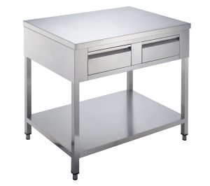 Brand New Diaminox Stainless Steel Table with Shelf and 2 Drawers DT2D100-1 100cm Wide