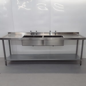 New B Grade Vogue Double Bowl Stainless Sink with 2 Drainers U910