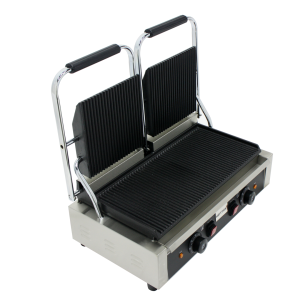 Brand New Heittox Double Ribbed Contact Panini Grill CG2R