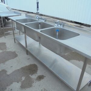 Used Stainless Steel Triple Bowl Sink