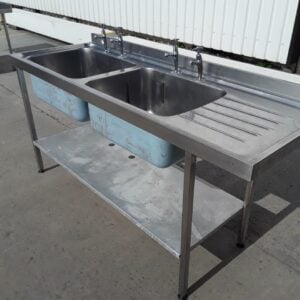 Used   Stainless Steel Double Sink For Sale