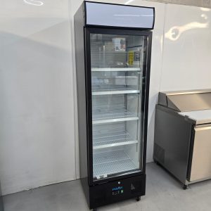 New B Grade Polar Single Door Display Fridge Black 368 Litre GH427