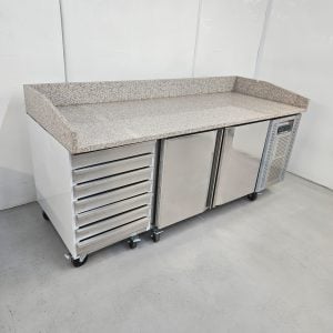 New B Grade Tefcold Bench Fridge Marble Pizza Prep Counter 390 Litre PT1310