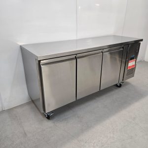 New B Grade Polar Slimline Triple Door Bench Fridge 339 Litre G378