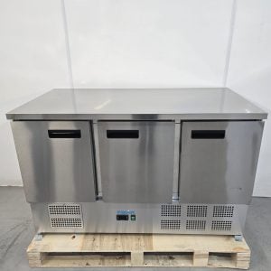New B Grade Polar Stainless Triple Door Counter Fridge 368 Litre G622
