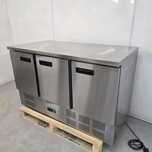 New B Grade Polar Stainless Triple Door Bench Fridge 368 Litre G622