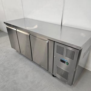 New B Grade Polar Slimline Triple Door Bench Fridge 339 Litre G378