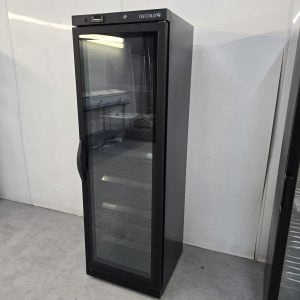New B Grade Tefcold Single Glass Door Upright Display Fridge 374 Litre UR400G BLACK