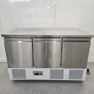 New B Grade Polar Ventilated 3 Door Stainless Counter Fridge 400 Litre UA090