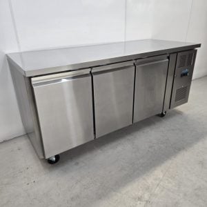 New B Grade Polar Stainless Triple Door Counter Fridge 417 Litre UA048