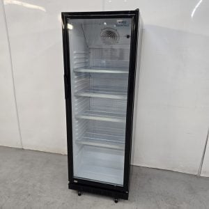 New B Grade Nisbets Essentials Upright Display Fridge Black 346 Litre DG280