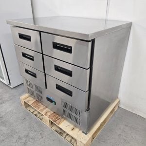 New B Grade Polar Refrigerated Counter Fridge with 6 Drawers 240 Litre FA440