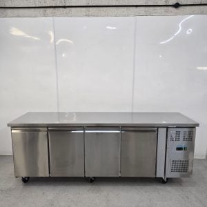 New B Grade Polar Slimline Stainless Four Door Counter Fridge 449 Litre G379