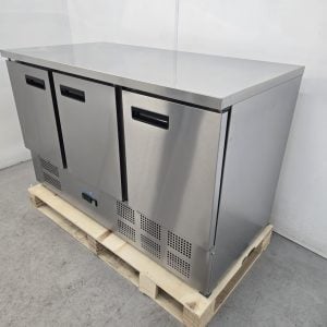 New B Grade Polar Triple Door Stainless Bench Fridge 368 Litre G622