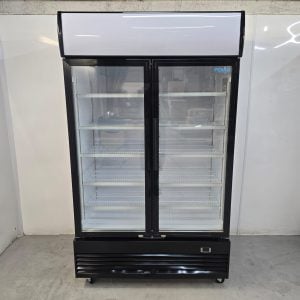 New B Grade Polar Upright Hinged Door Display Cooler with Light Box 950 Litre Black GM813