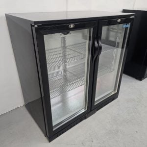 New B Grade Polar Back Bar Cooler with Hinged Doors Black 208 Litre GL002